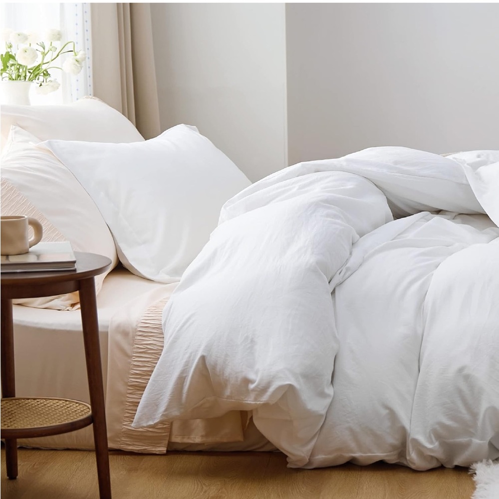 BEDSURE King Duvet Cover Set in White